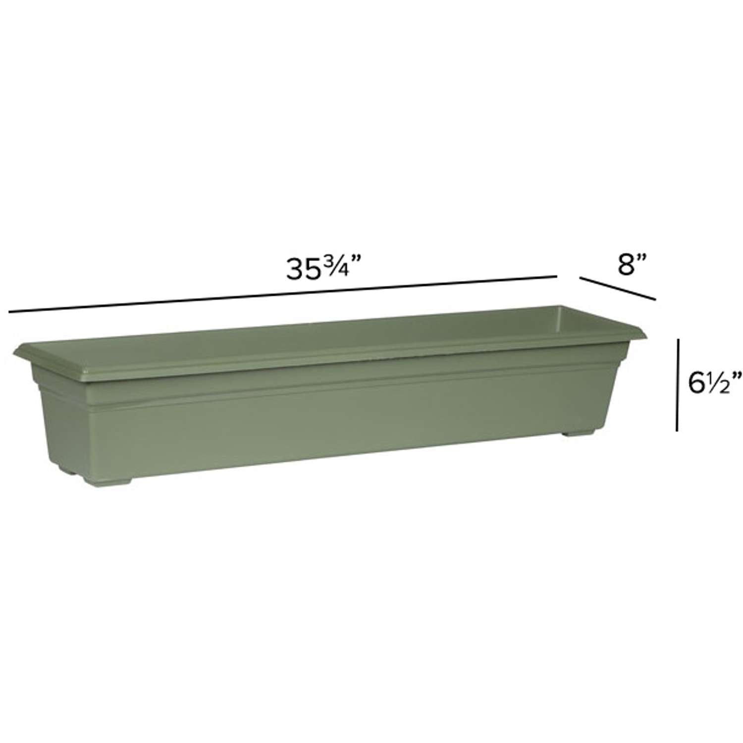  Novelty 6.4 In. H X 35.8 In. W X 8 In. D Plastic Countryside Flowerbox Flower Box Sage