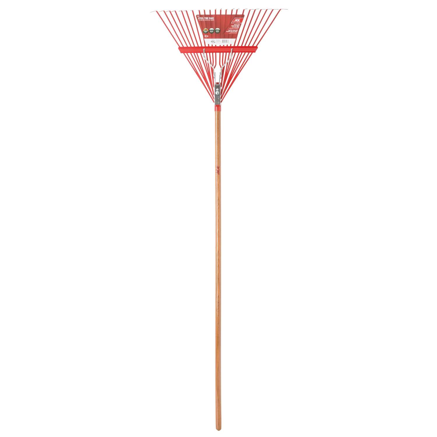  Ace 64.5 In. 22 Tine Steel Rake Wood Handle