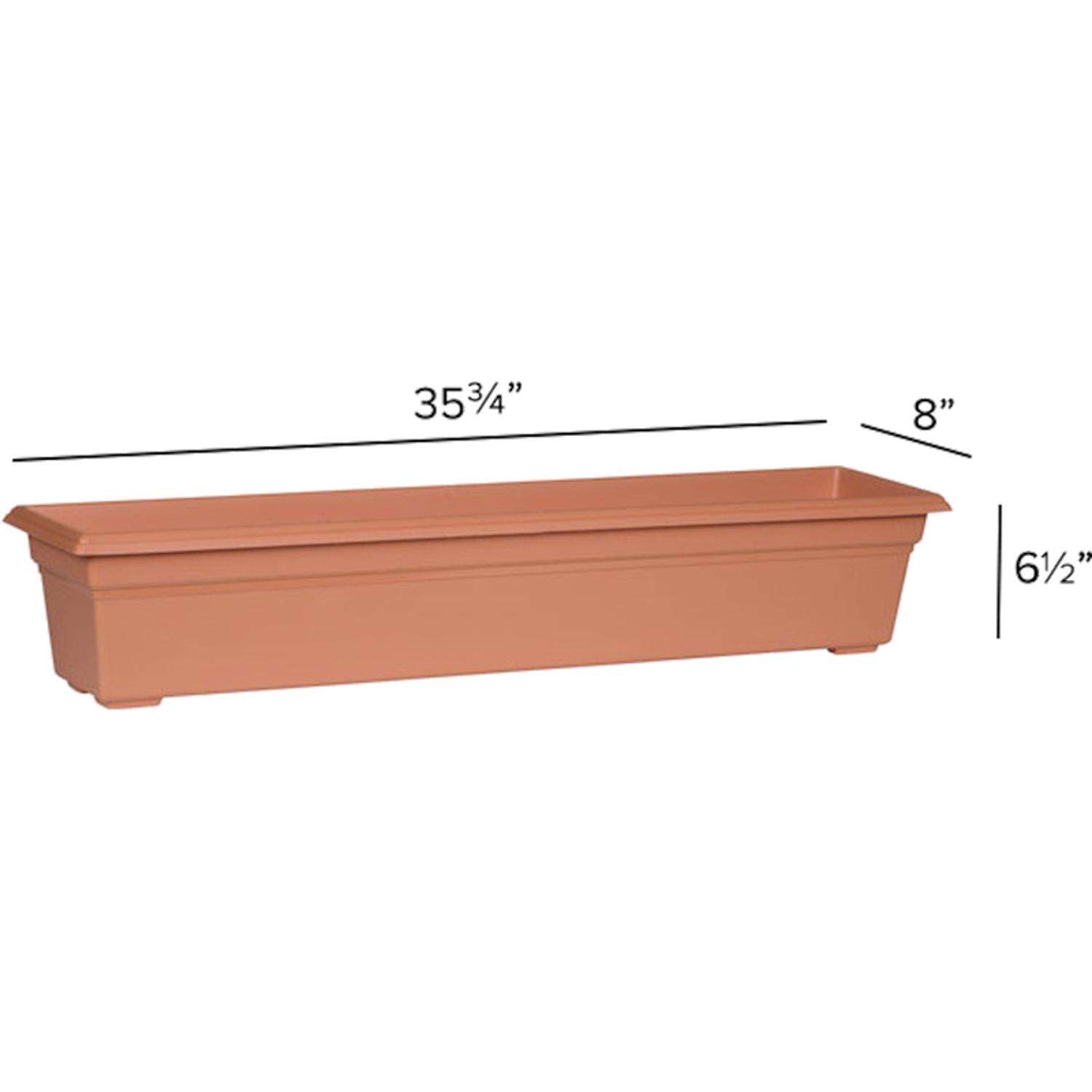  Novelty 6.4 In. H X 36 In. W X 8 In. D Plastic Countryside Flower Box Terracotta