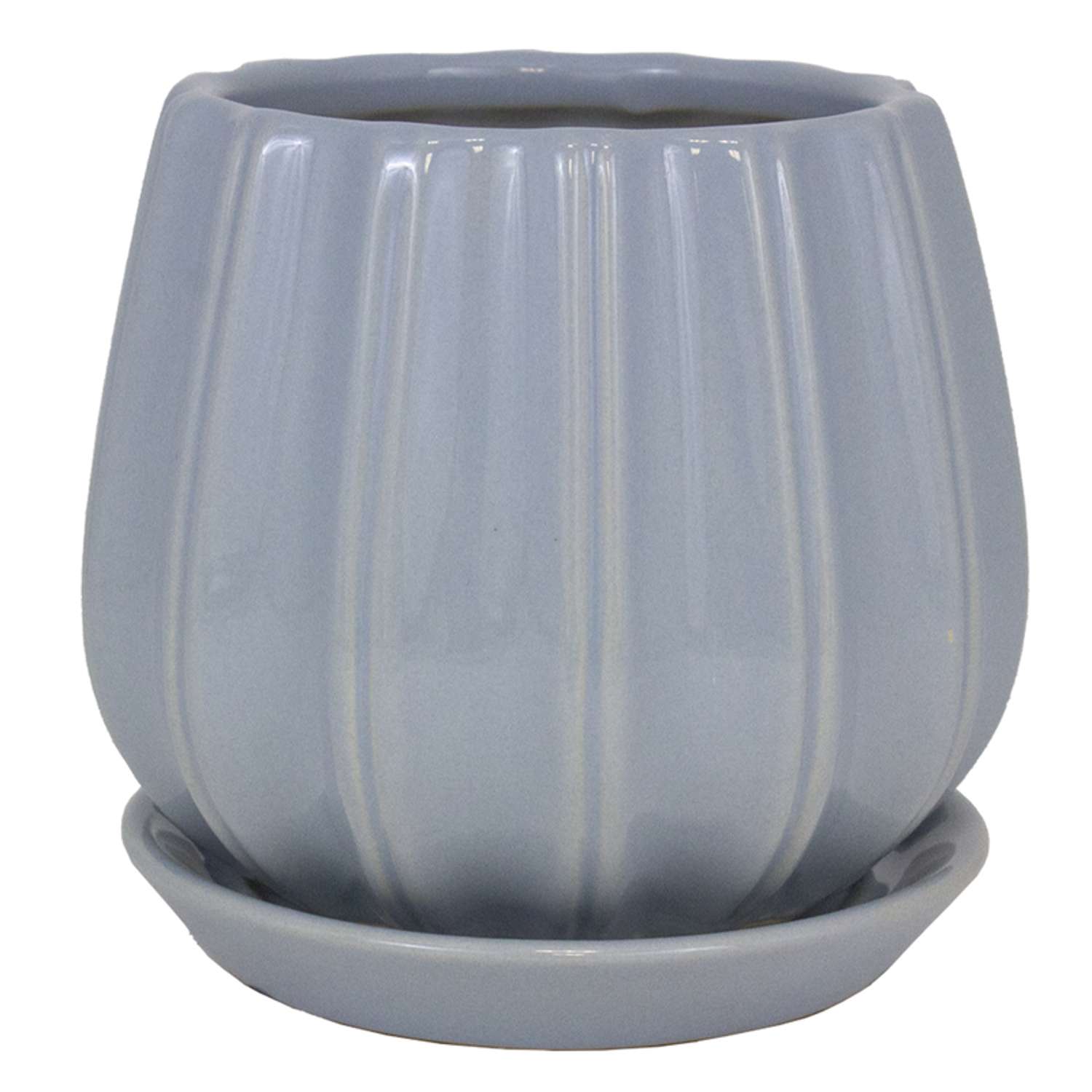  Trendspot Contour 7.28 In. H X 8 In. W X 8 In. D X 8 In. D Ceramic Planter Light Blue