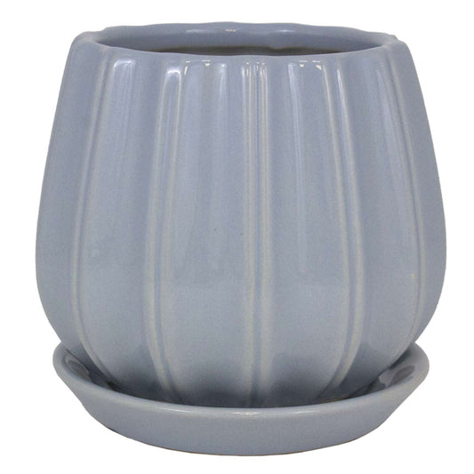  Trendspot Contour 7.28 In. H X 8 In. W X 8 In. D X 8 In. D Ceramic Planter Light Blue