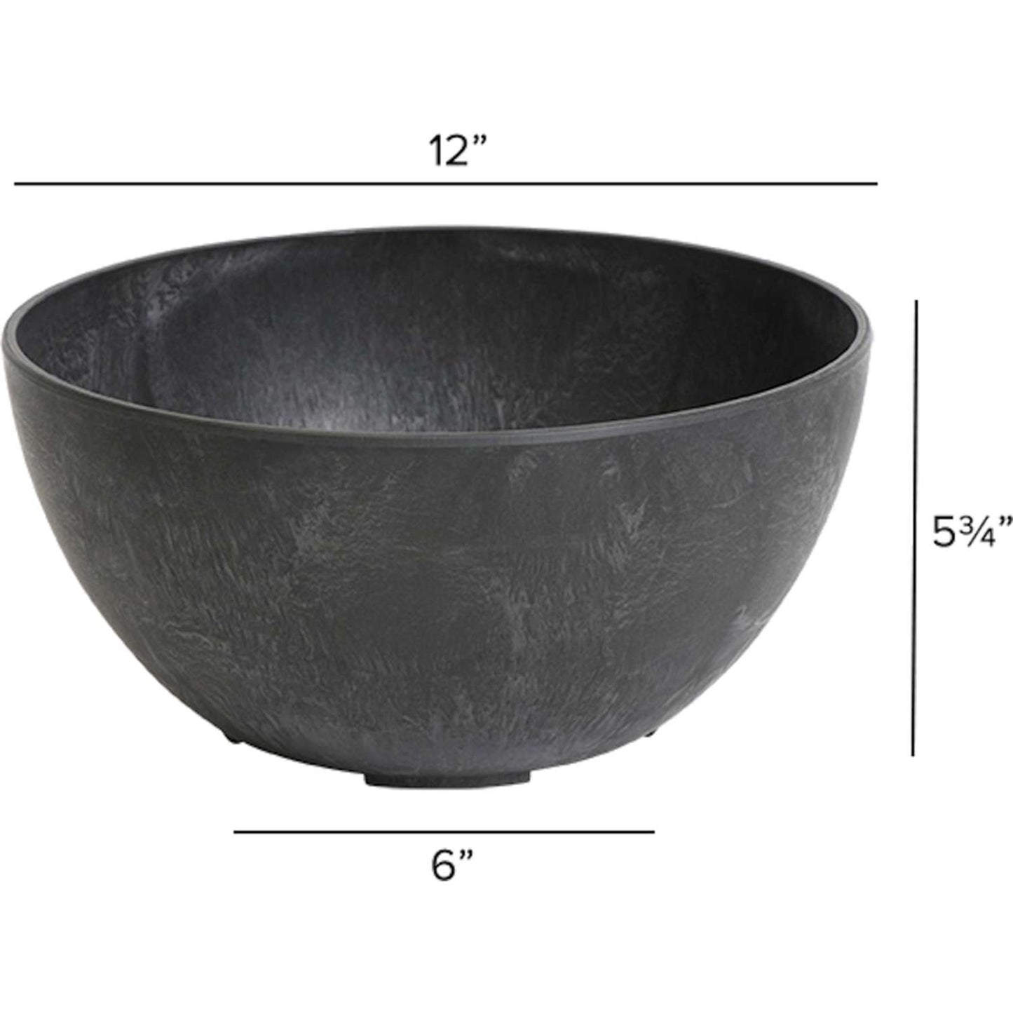  Novelty Artstone 5.9 In. H X 12.2 In. W X 12.2 In. D X 12.2 In. D Resin Napa Bowl Planter Black