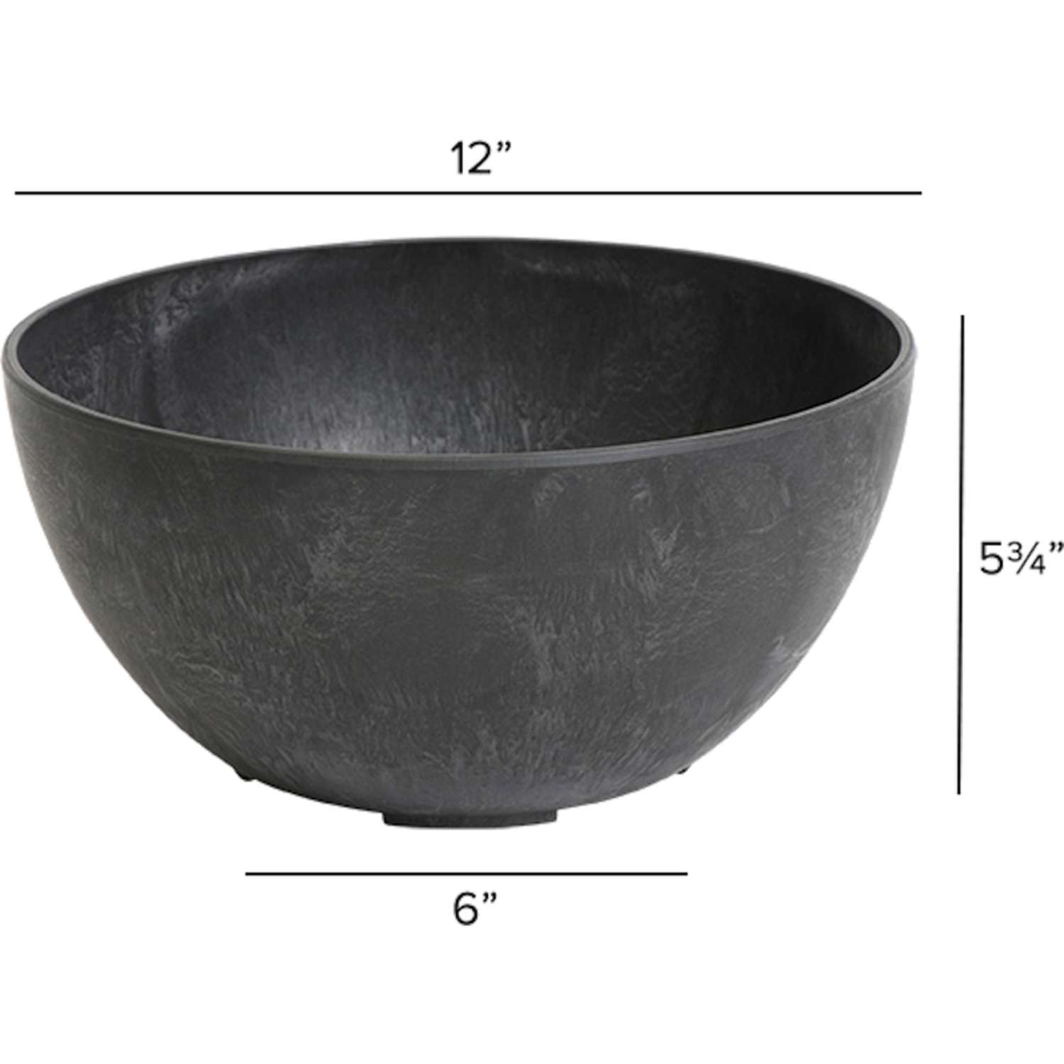  Novelty Artstone 5.9 In. H X 12.2 In. W X 12.2 In. D X 12.2 In. D Resin Napa Bowl Planter Black