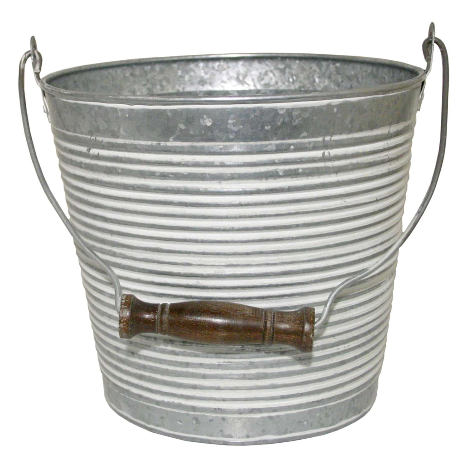  Robert Allen 9 In. H X 10 In. W Metal Planter Whitewash