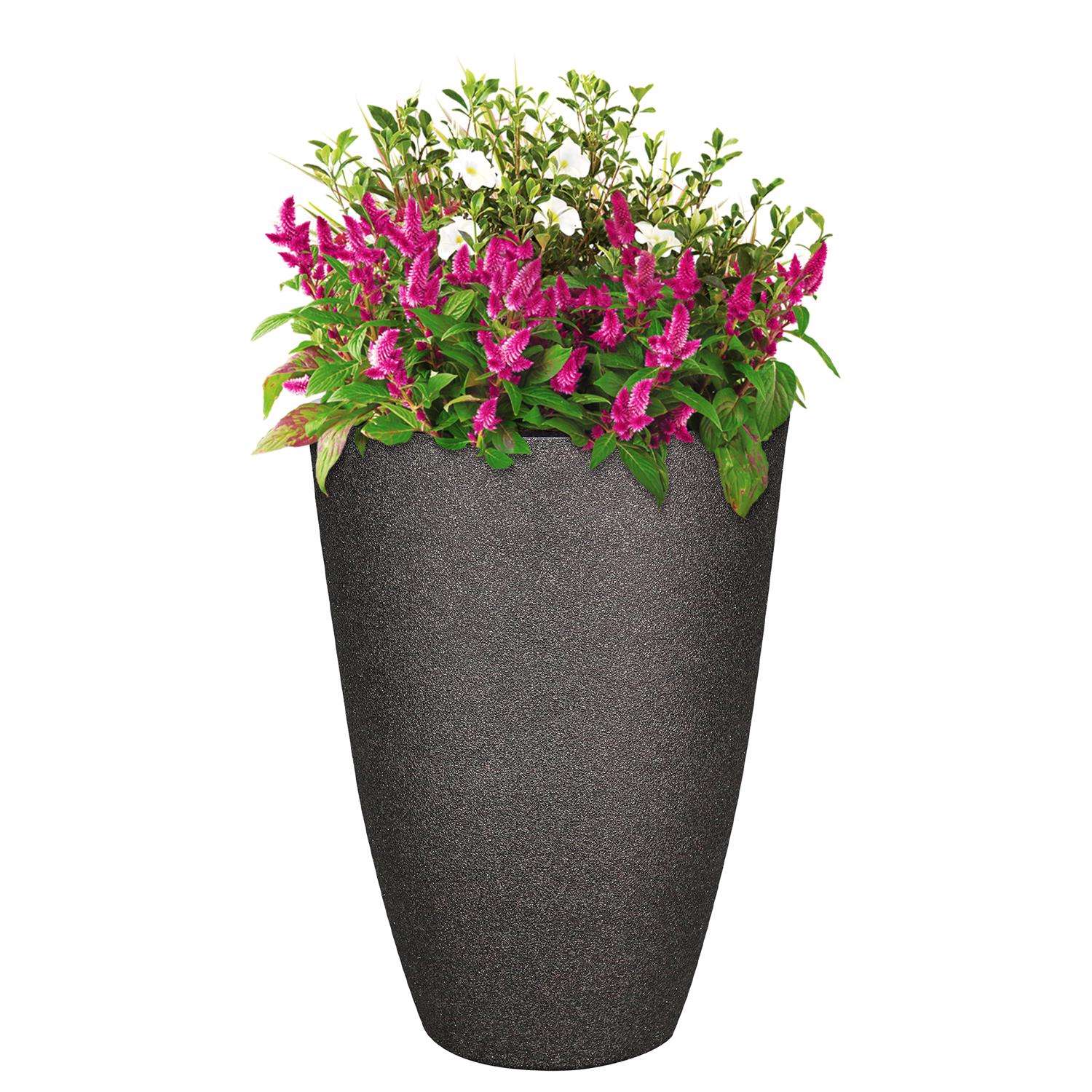  L&G Solutions 21.9 In. H X 16 In. D Polyresin Speckle Tall Planter Charcoal