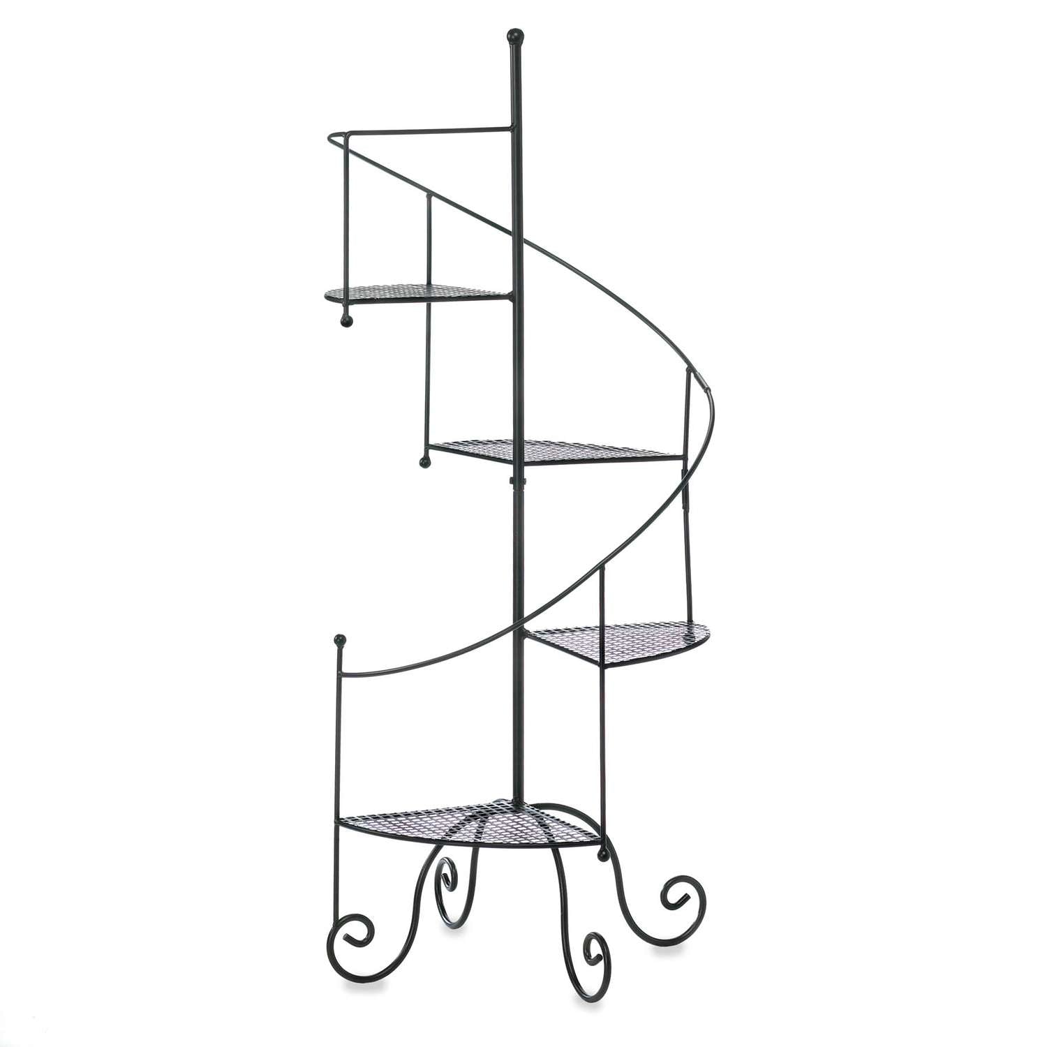  Summerfield Terrace Spiral Staircase 39 In. H Black Iron Plant Stand