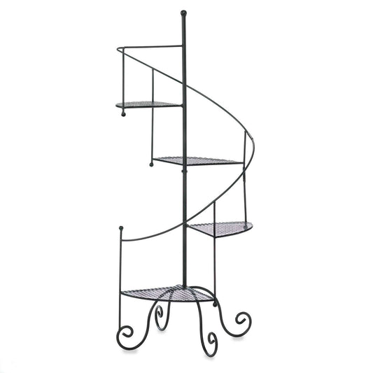  Summerfield Terrace Spiral Staircase 39 In. H Black Iron Plant Stand