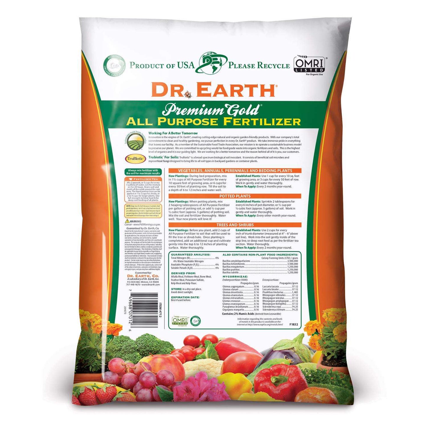  Dr. Earth Premium Gold Organic Granules Plant Food 12 Lb