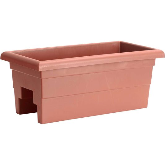  Novelty 10 In. H X 12 In. W X 24 In. D Plastic Countryside Deck Rail Planter Terracotta