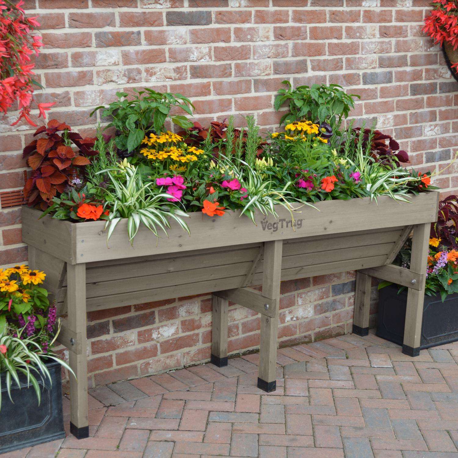  VegTrug 32 In. H X 18 In. W X 72 In. D Wood Wall Hugger Planter Gray