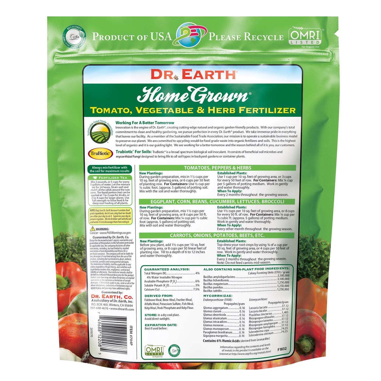  Dr. Earth Home Grown Organic Granules Tomatoes Plant Food 4 Lb