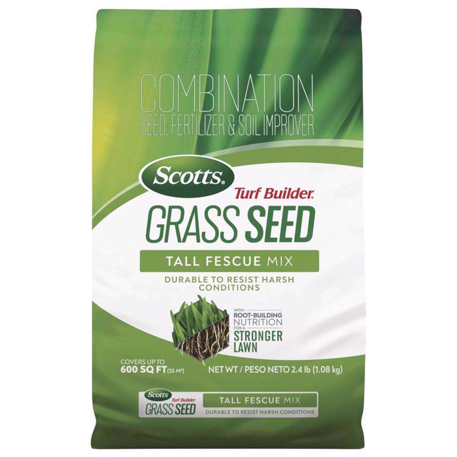  Scotts Turf Builder Tall Fescue Grass Sun Or Shade Fertilizer/Seed/Soil Improver 2.4 Lb