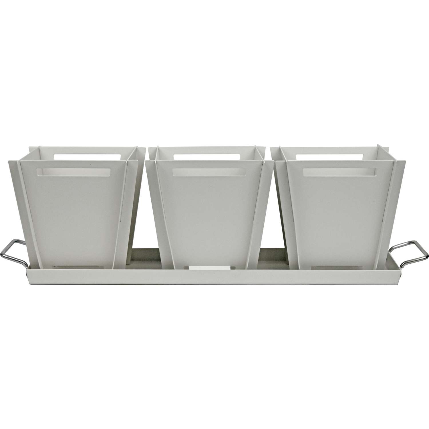  Groovebox 6 In. H X 20 In. W Steel 3 Pot Planter Set White