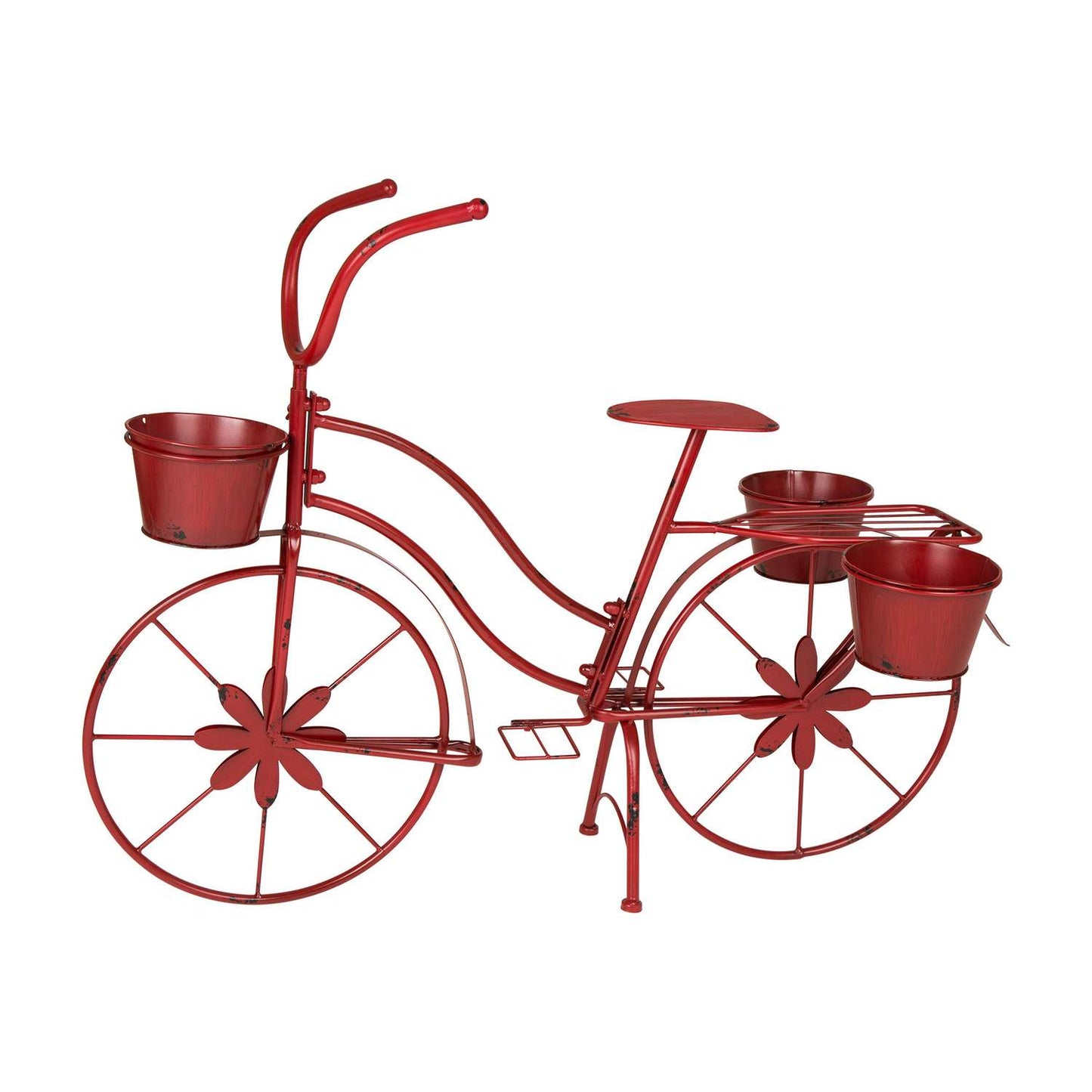  Glitzhome 36.61 In. W X 18.43 In. D Metal Bicycle Garden Planter Red