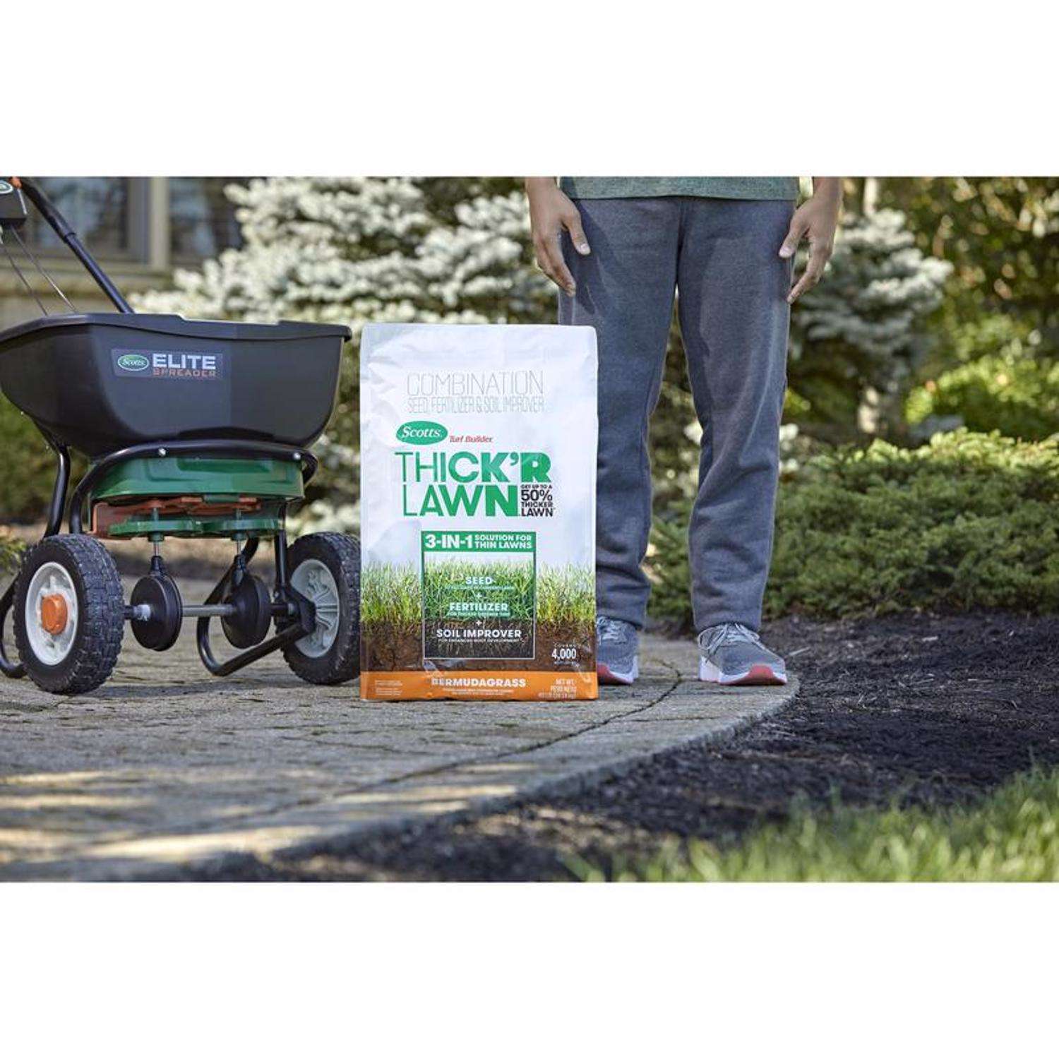  Scotts Turf Builder ThickR Bermuda Grass Sun Or Shade Grass Seed And Fertilizer 40 Lb