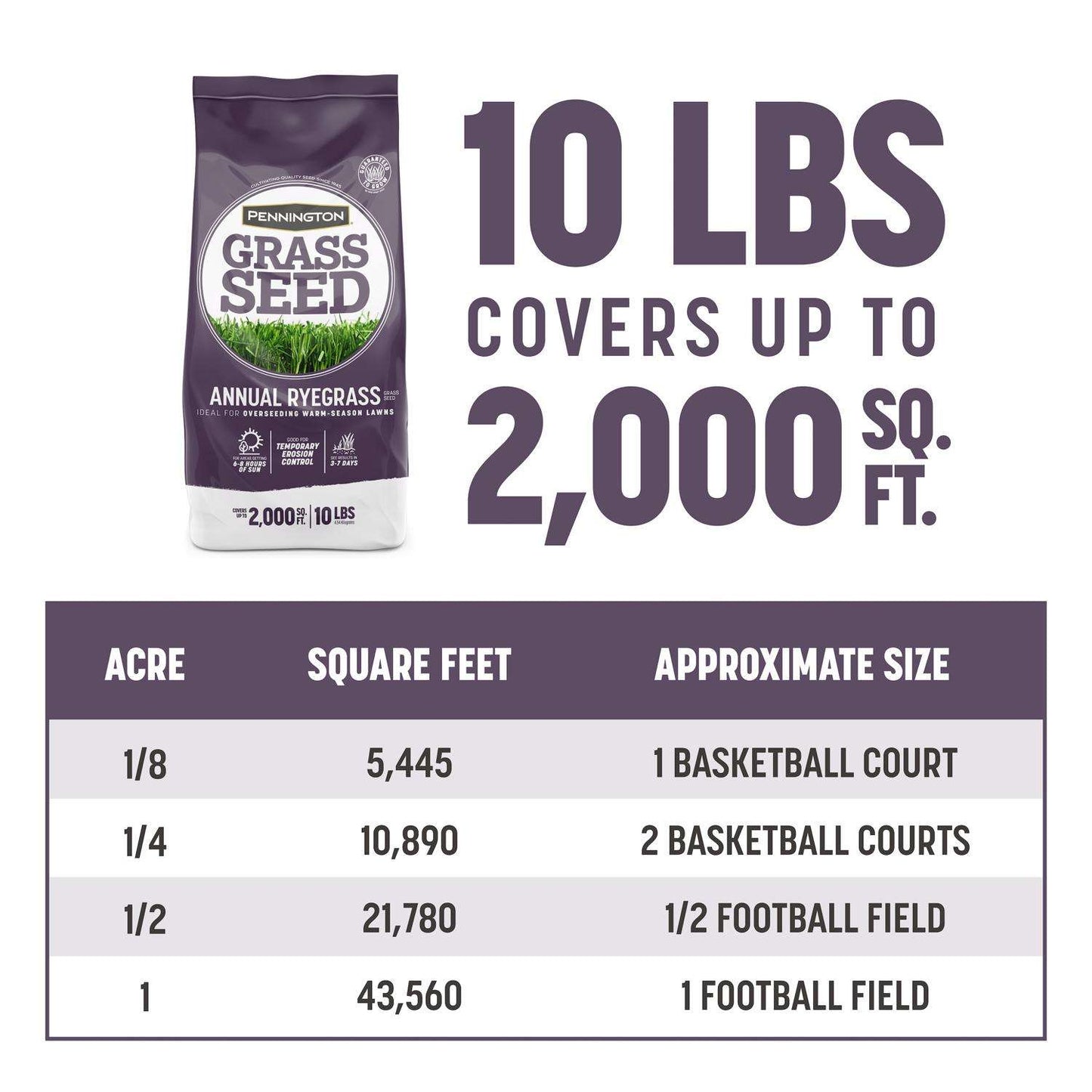  Pennington Annual Ryegrass Sun Or Shade Grass Seed 10 Lb
