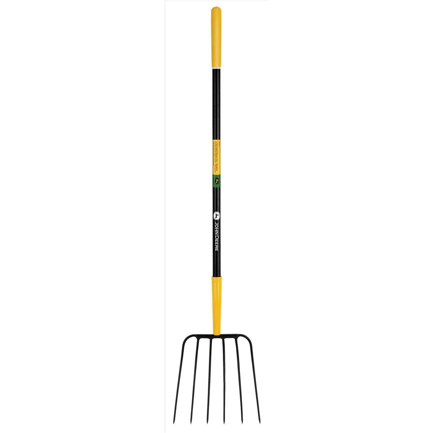  John Deere 6 Tine Steel Manure Fork 48 In. Fiberglass Handle