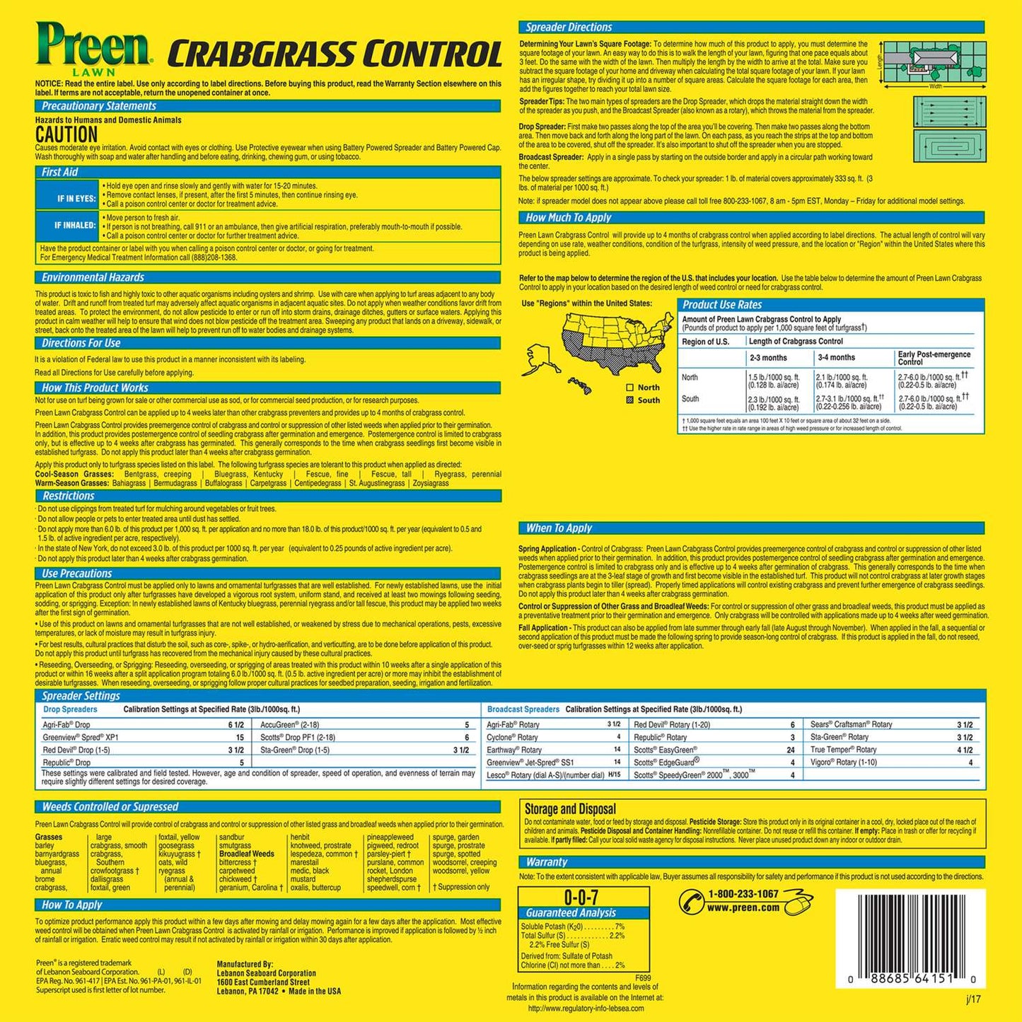  Preen Crabgrass Control Granules 15 Lb