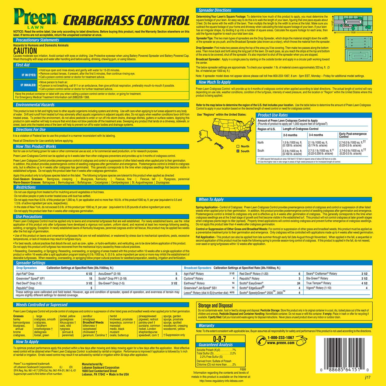  Preen Crabgrass Control Granules 15 Lb