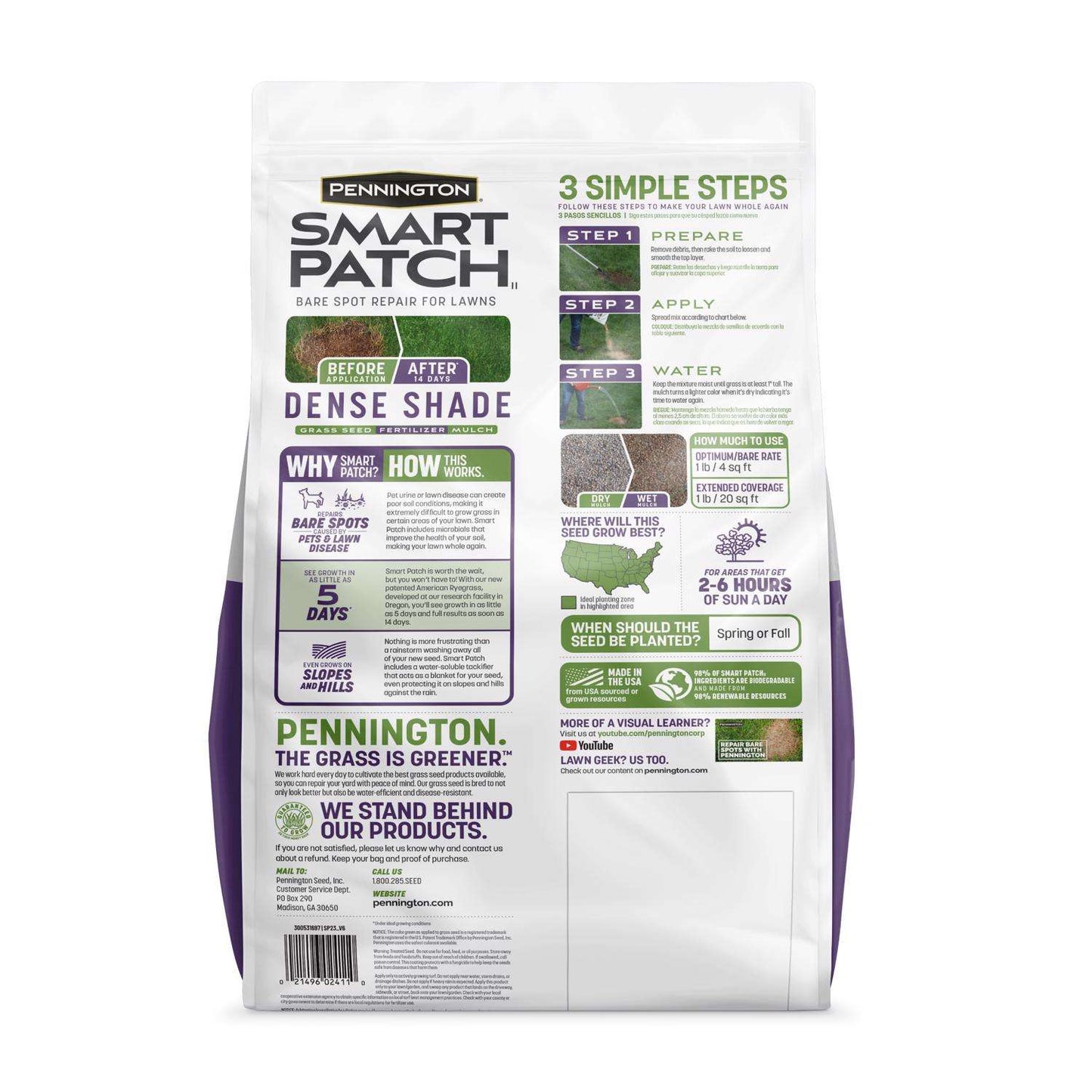 Pennington Smart Patch Mixed Dense Shade Seed/Fertilizer/Mulch Repair Kit 10 Lb