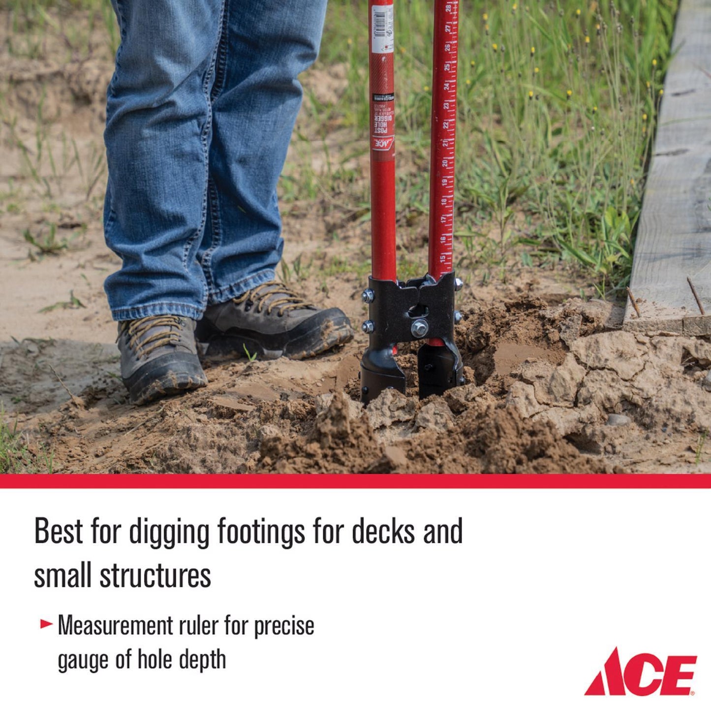  Ace 57 In. Steel Atlas Pattern Post Hole Digger Fiberglass Handle