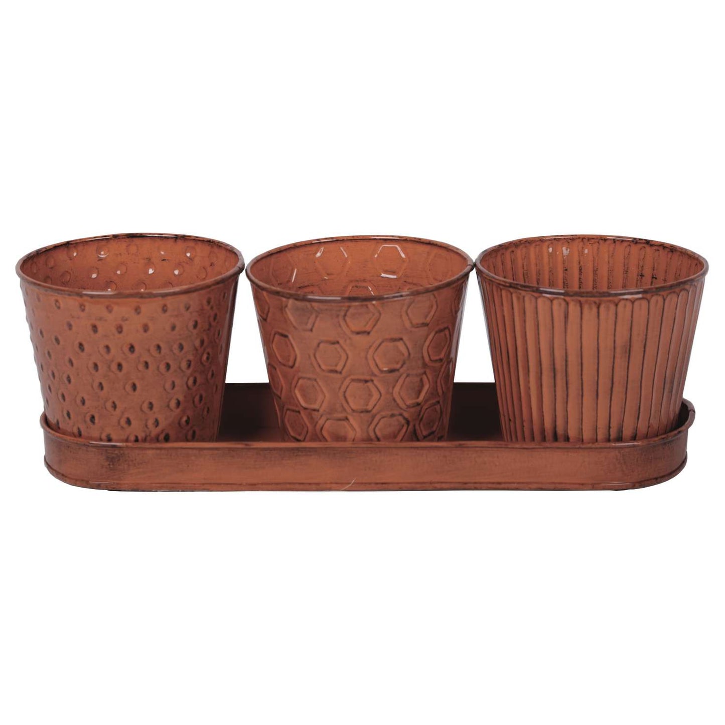  Robert Allen 4 In. H X 4.25 In. W Metal Concord Garden Planter Set Tangelo
