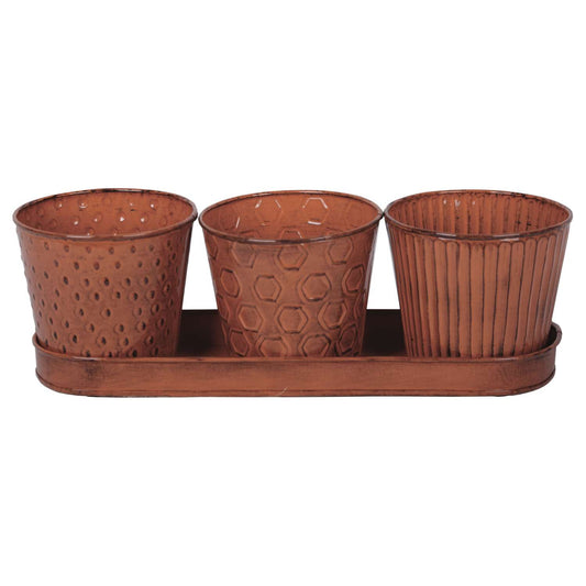  Robert Allen 4 In. H X 4.25 In. W Metal Concord Garden Planter Set Tangelo