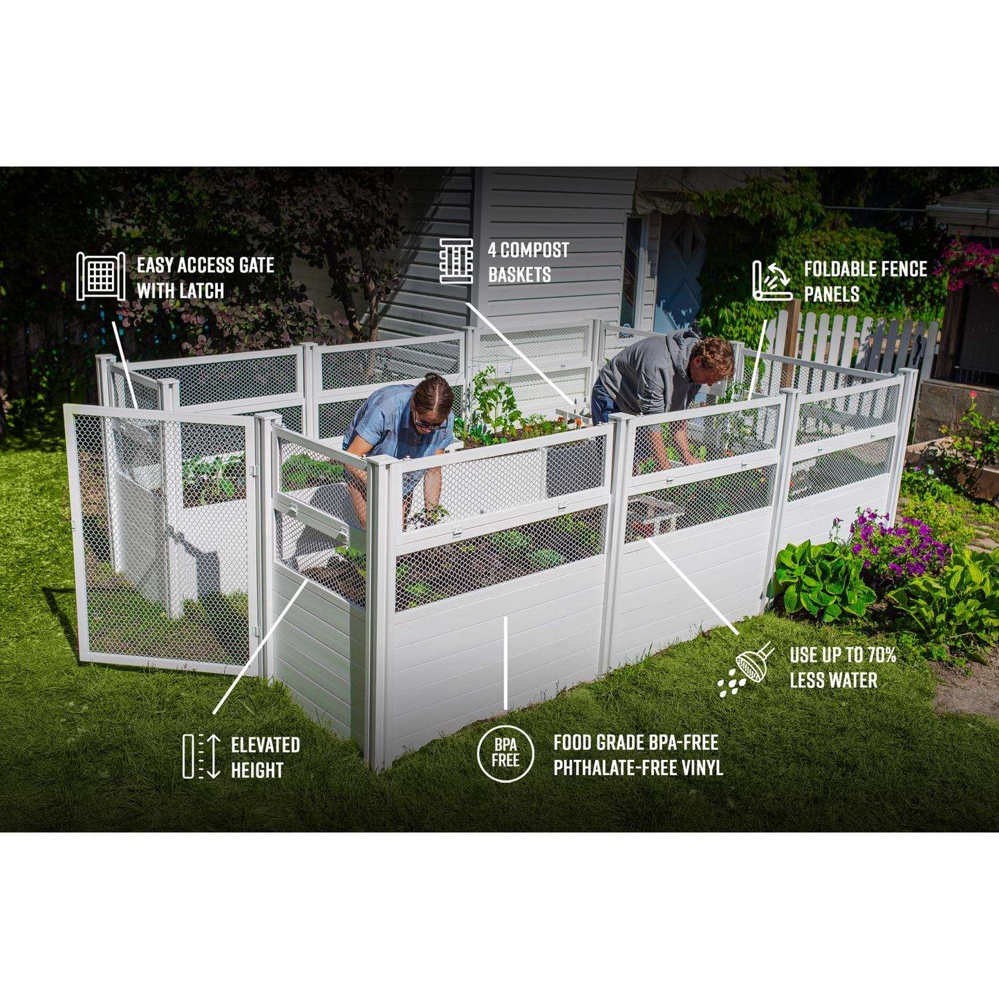  Vita Classic 22 In. H X 144 In. W X 96 In. D Vinyl Raised Garden Bed White