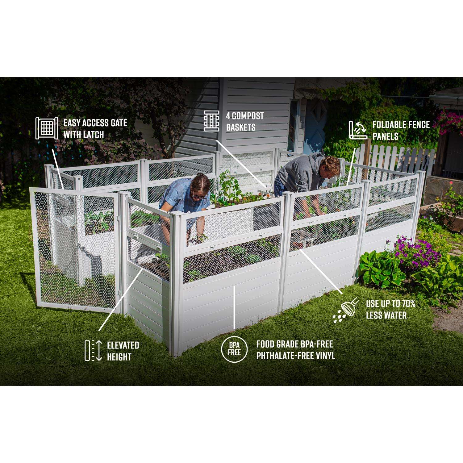  Vita Classic 22 In. H X 144 In. W X 96 In. D Vinyl Raised Garden Bed White