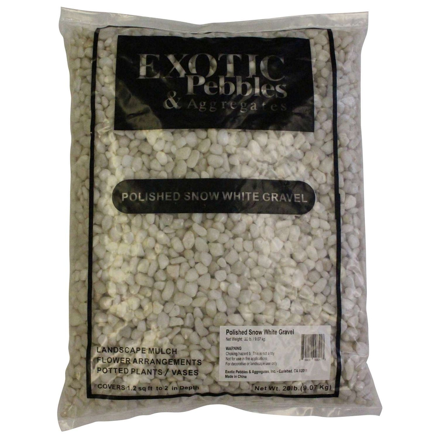  Exotic Pebbles & Aggregates Snow White Pea Gravel 20 Lb