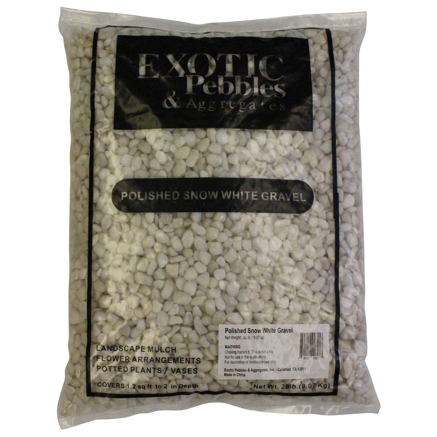  Exotic Pebbles & Aggregates Snow White Pea Gravel 20 Lb