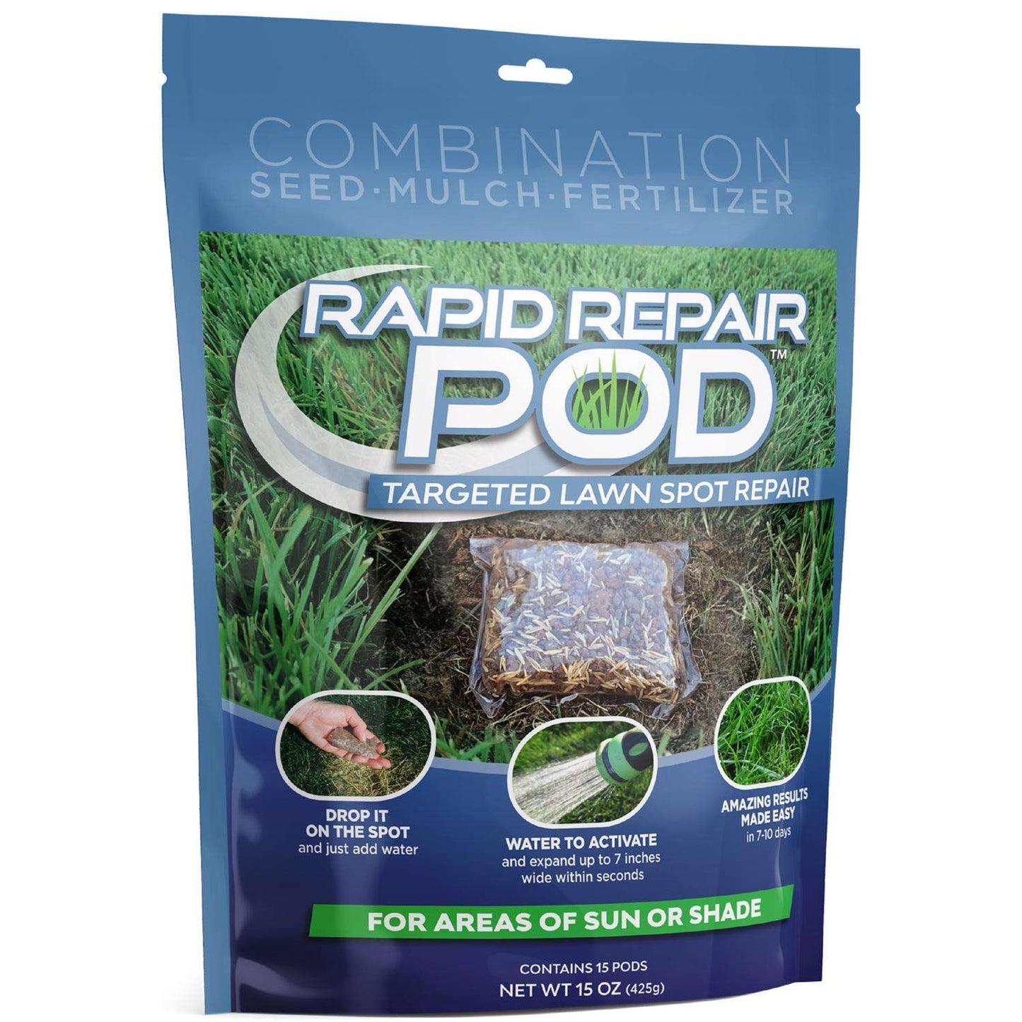  Rapid Repair Pod Mixed Sun Or Shade Fertilizer/Mulch/Seed 15 Ct