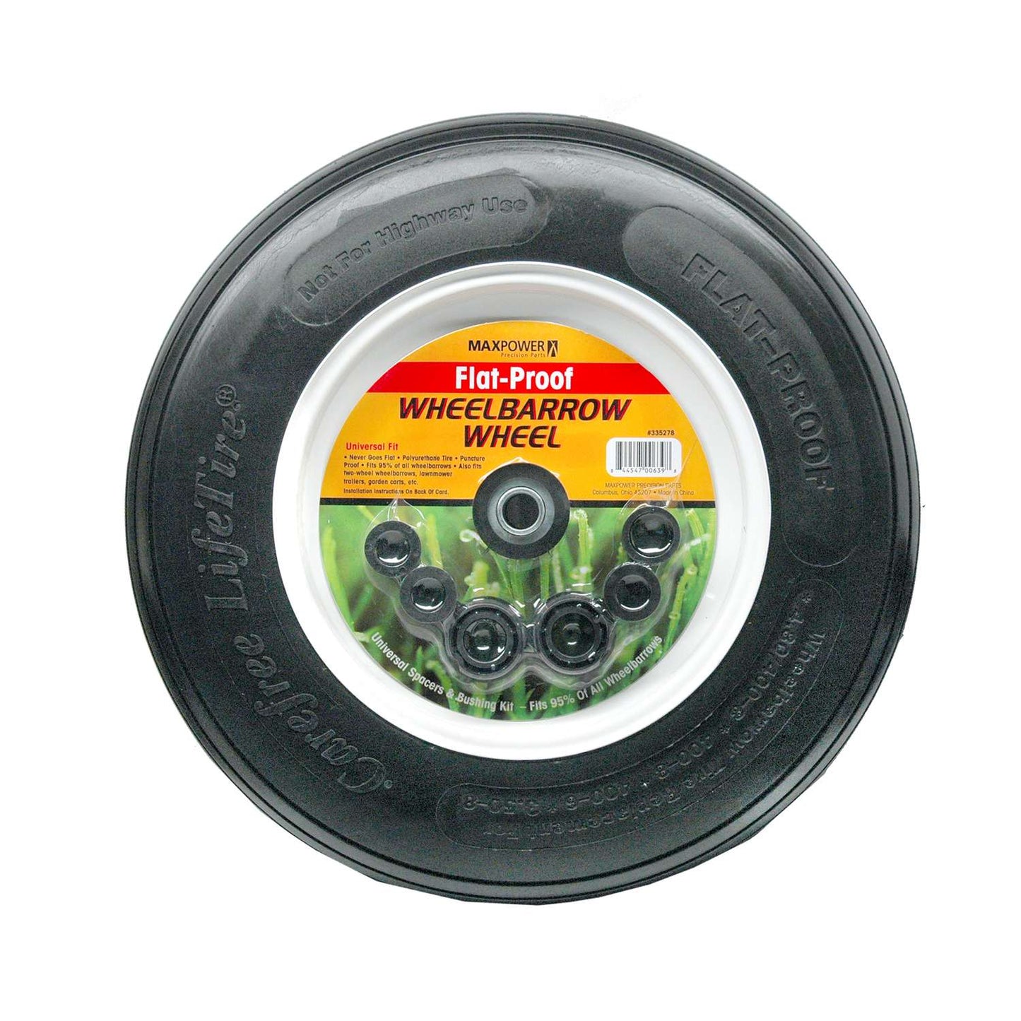  MaxPower Flat-Proof 14 In. D Wheelbarrow Wheel Polyurethane 1 Pk