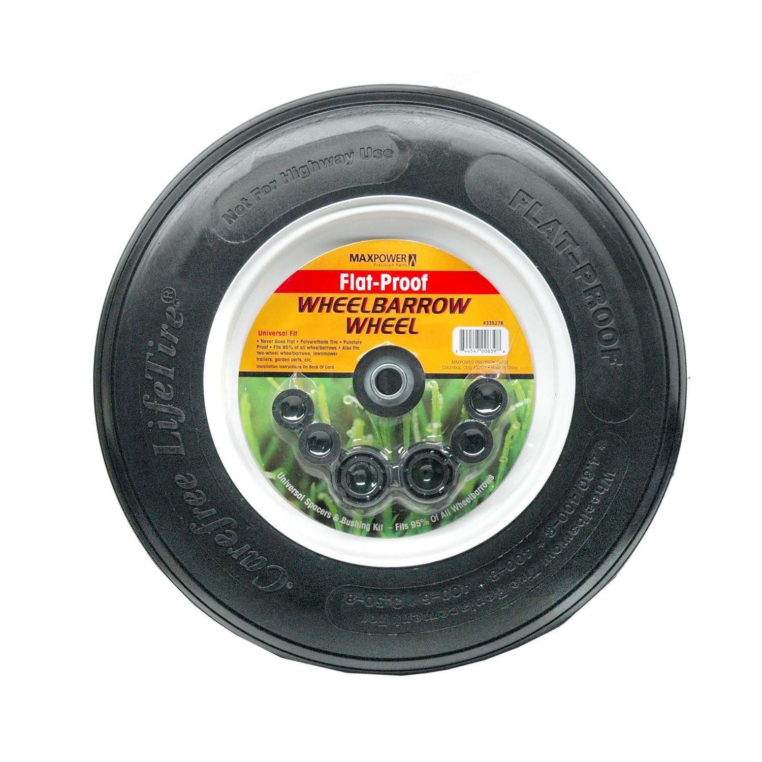  MaxPower Flat-Proof 14 In. D Wheelbarrow Wheel Polyurethane 1 Pk