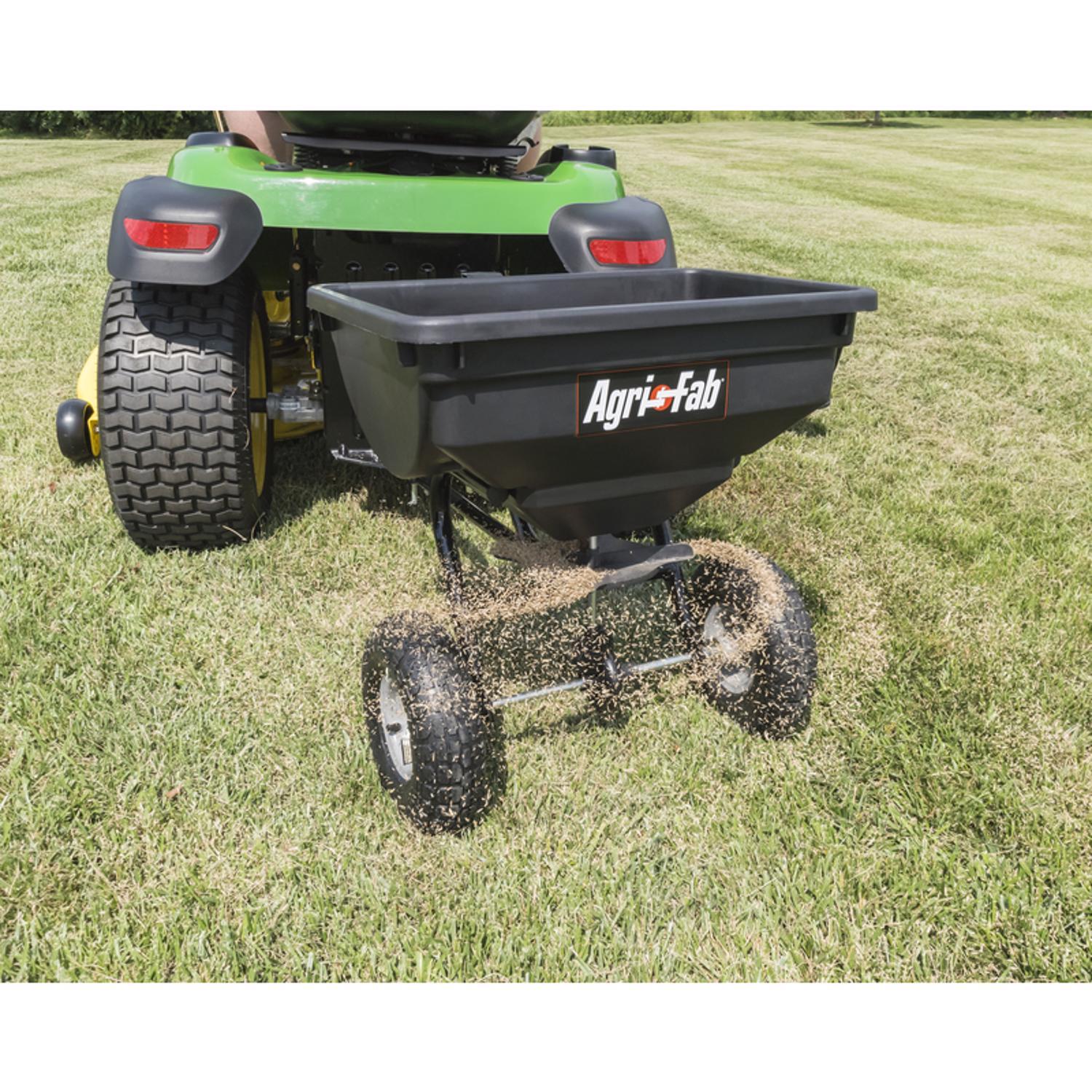 Agri-Fab 120 In. W Tow Behind Spreader For Fertilizer/Ice Melt/Seed 85 Lb. Cap.