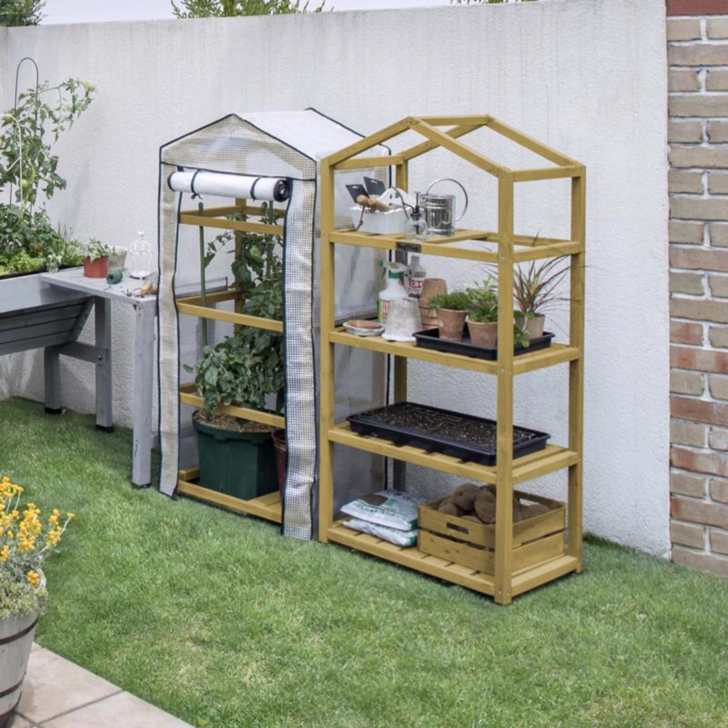 VegTrug Nursery Greenhouse Natural 28 In. W X 19.5 In. D X 62 In. H 4-Tier Mini Growhouse