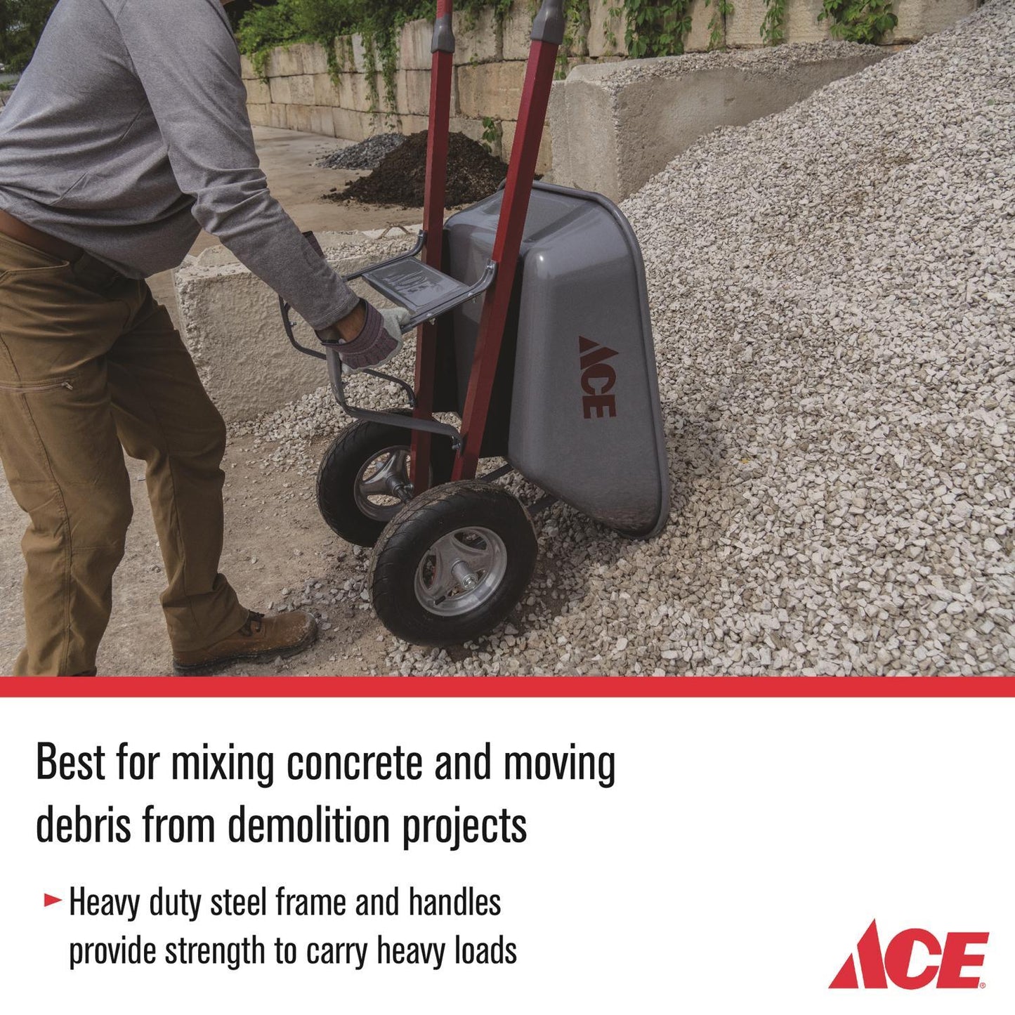  Ace Steel Contractor Wheelbarrow 6 Cu Ft