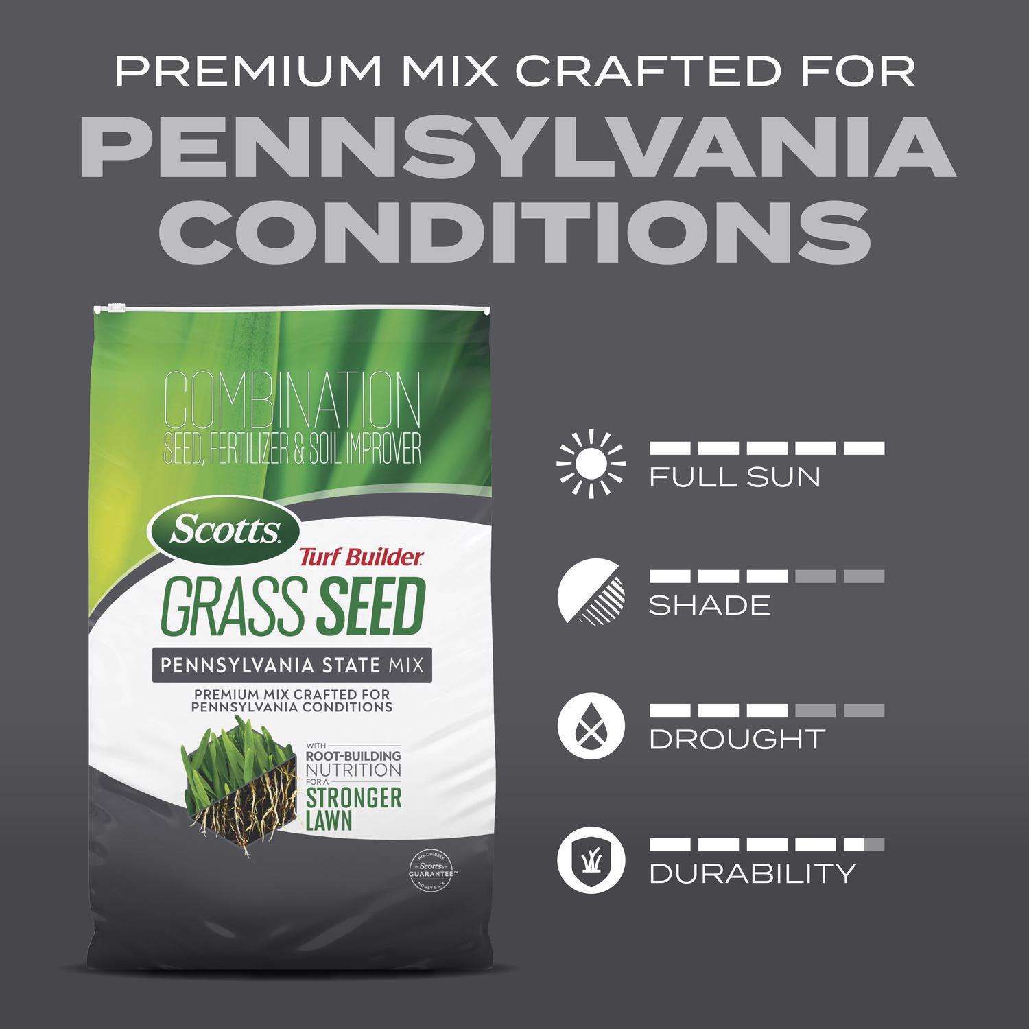  Scotts Turf Builder Pennsylvania Sun Or Shade Fertilizer/Seed/Soil Improver 5.6 Lb