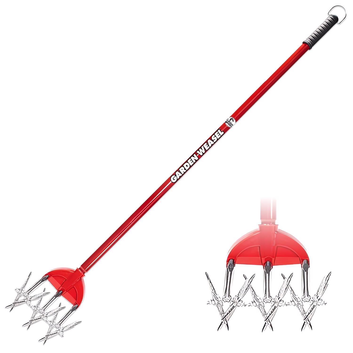  Garden Weasel 3 Tine Steel Rotary Hand Cultivator 55 In. Steel Handle