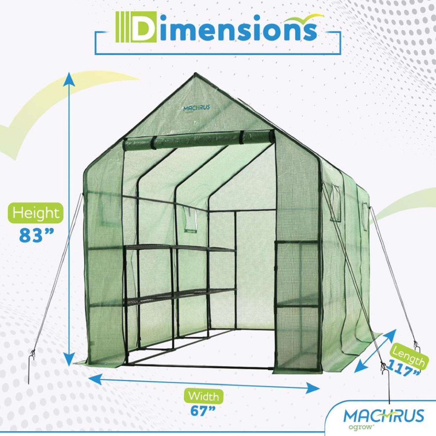  OGrow Green 83 In. H X 67 In. W Walk-In Greenhouse