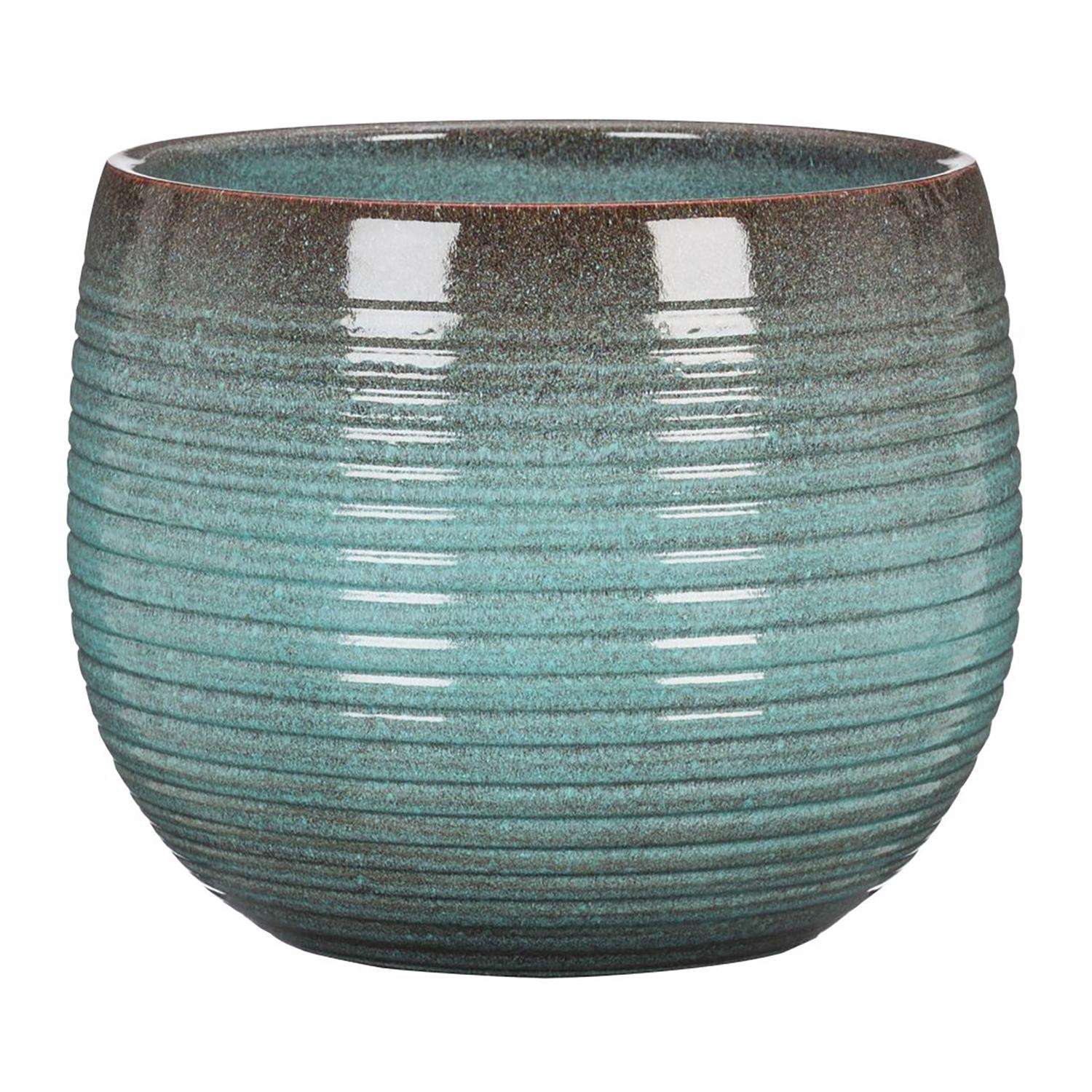  Scheurich Linara 5 In. D Ceramic Flower Pot Blue Sea Struck