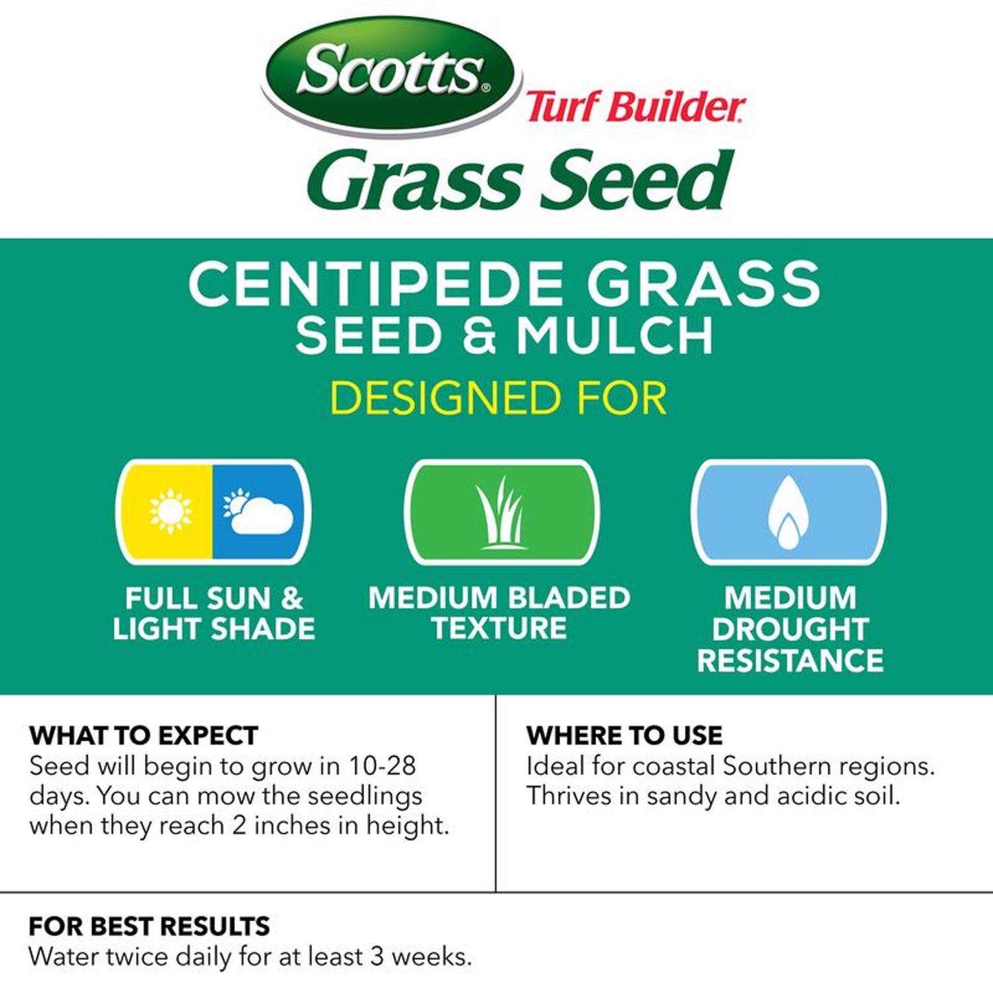  Scotts Turf Builder Centipede Grass Full Sun Grass Seed And Mulch 5 Lb