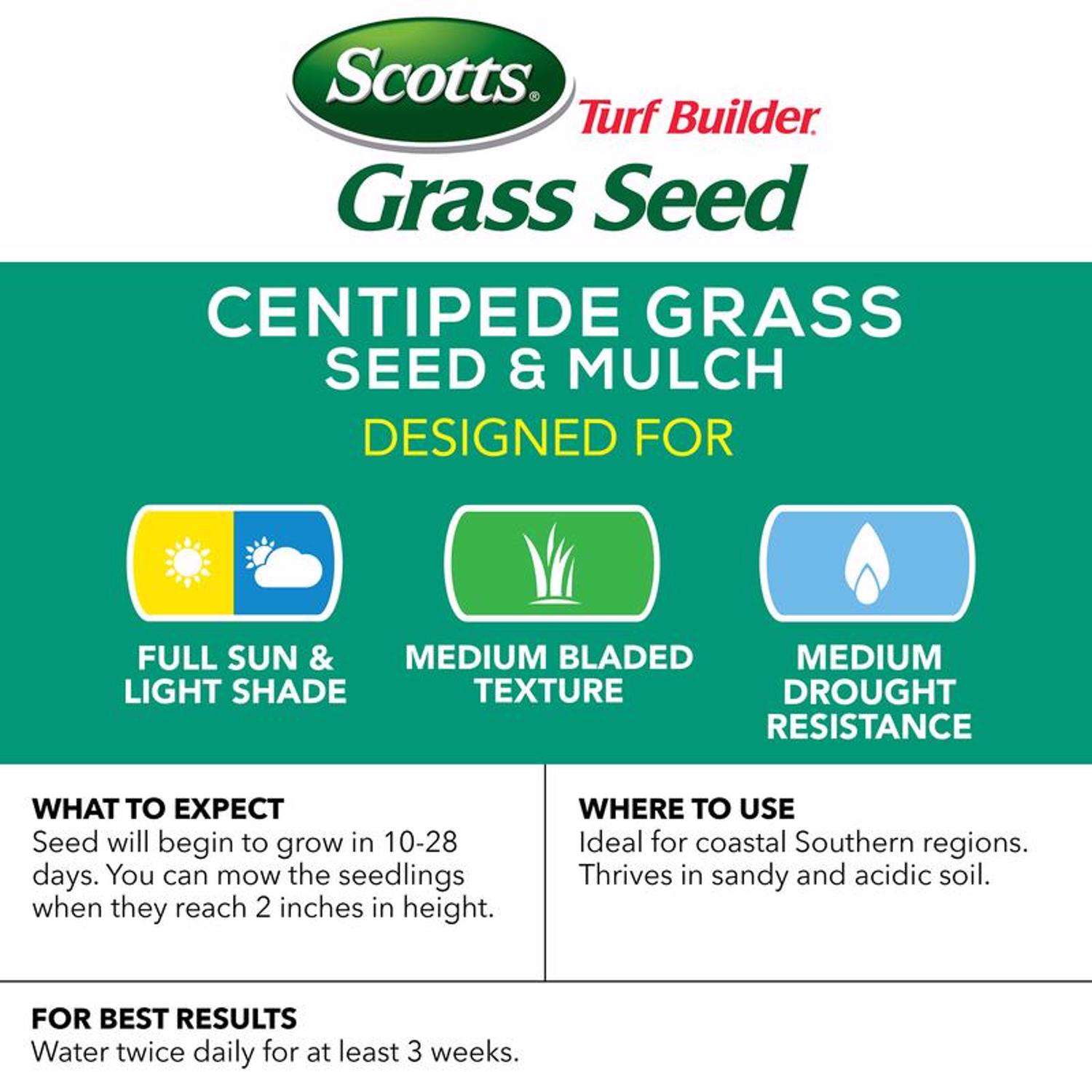  Scotts Turf Builder Centipede Grass Full Sun Grass Seed And Mulch 5 Lb