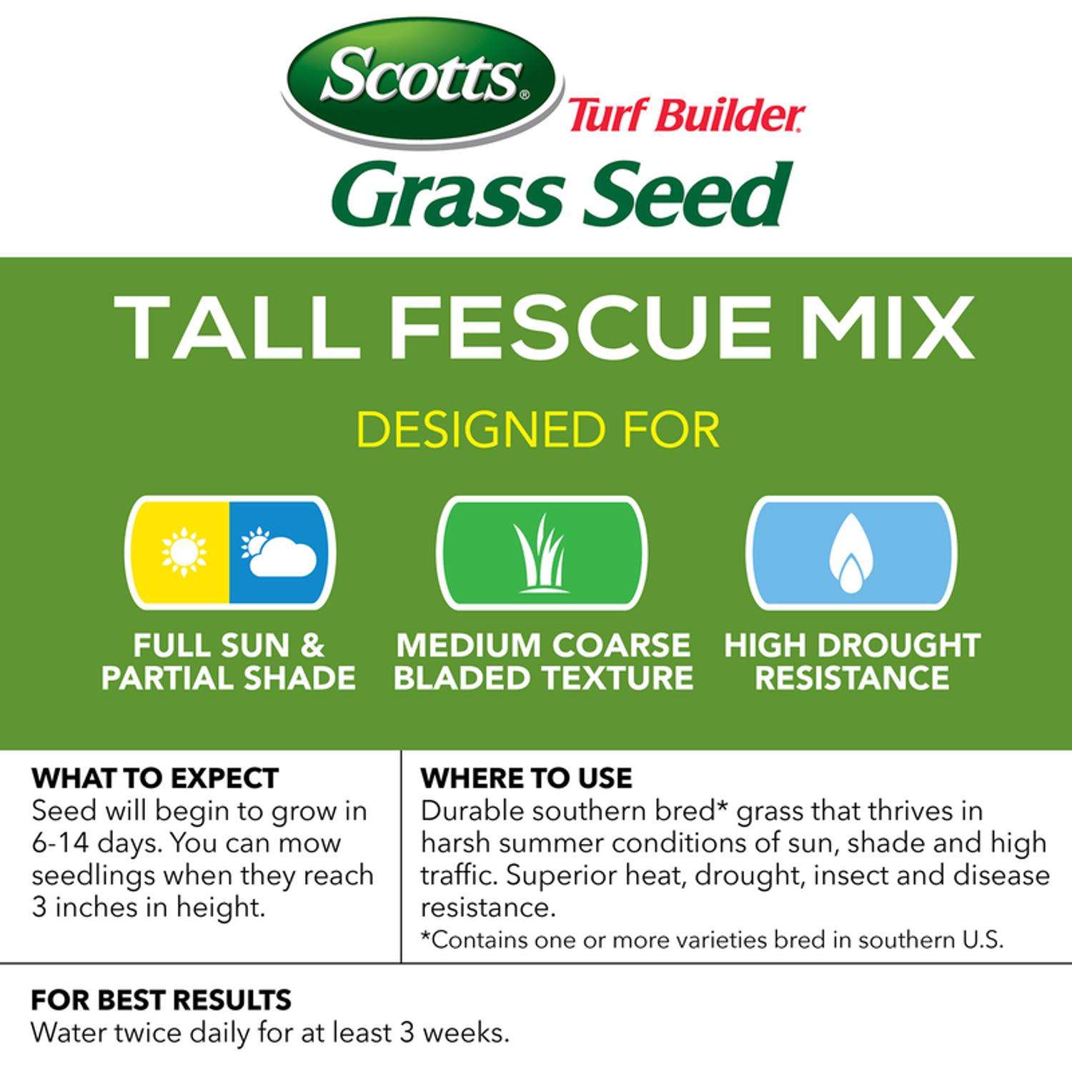  Scotts Turf Builder Tall Fescue Grass Sun Or Shade Grass Seed 7 Lb