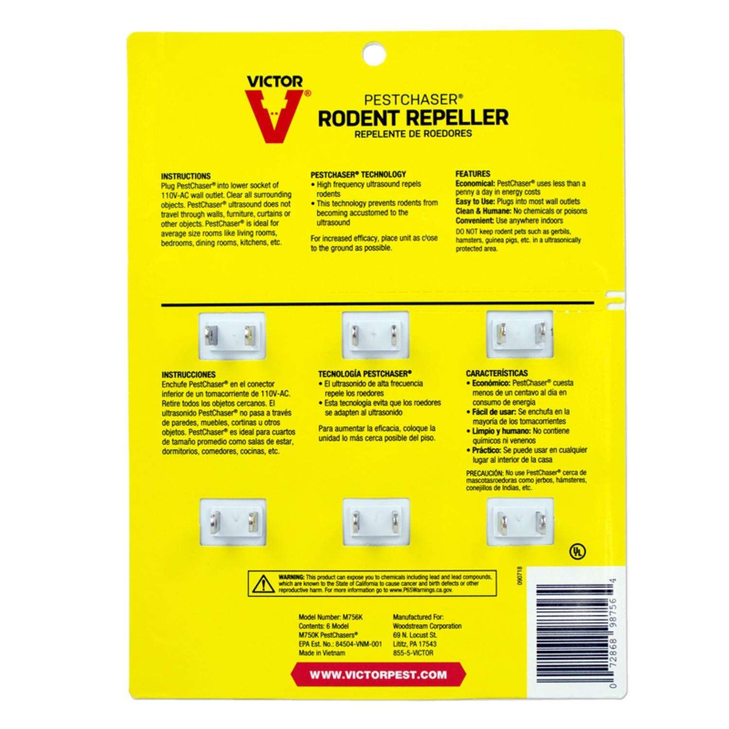  Victor PestChaser Plug-In Electronic Pest Repeller For Rodents 6 Pk