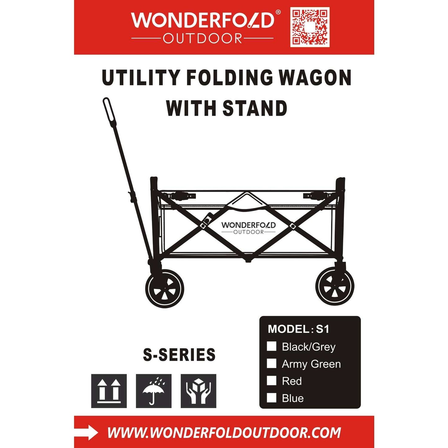  WonderFold Outdoor S-Series Polyester Fabric Folding Utility Wagon 150 Lb. Cap.