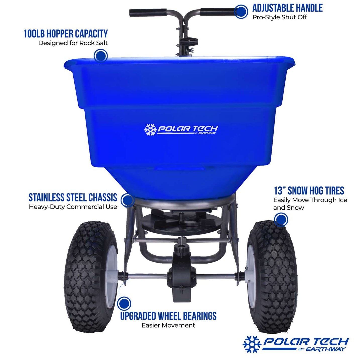  PolarTech EarthWay 180 In. W Broadcast High-Output Spreader For Salt/Ice Melt 100 Lb