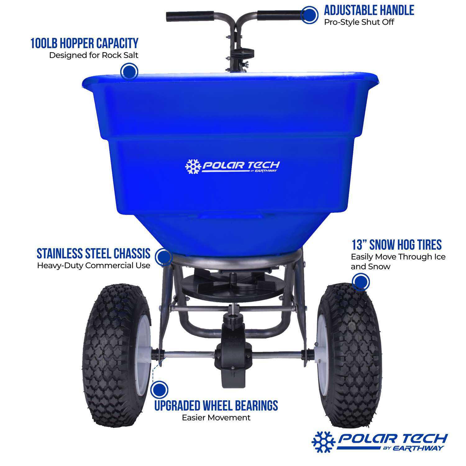  PolarTech EarthWay 180 In. W Broadcast High-Output Spreader For Salt/Ice Melt 100 Lb