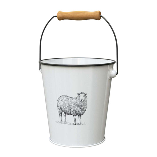  Panacea 7.5 In. D Steel Milkhouse Animals Bucket Planter White