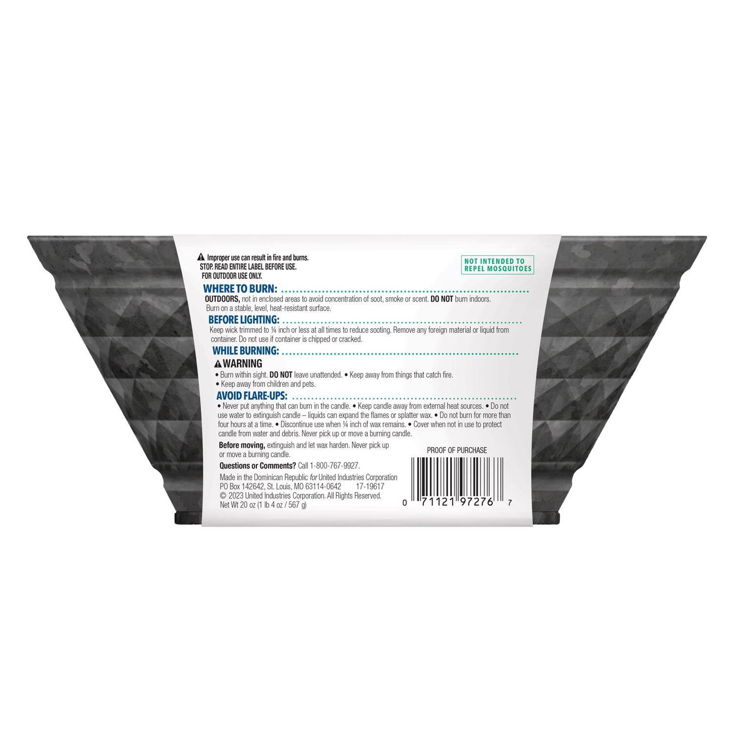  Cutter Citro Guard Citronella Candle 20 Oz